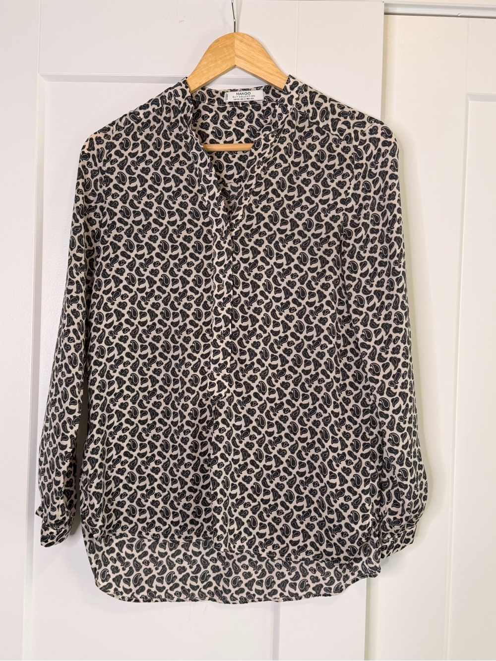 💛2 for 20- Mango Paisley Print Blouse - Black on Cream